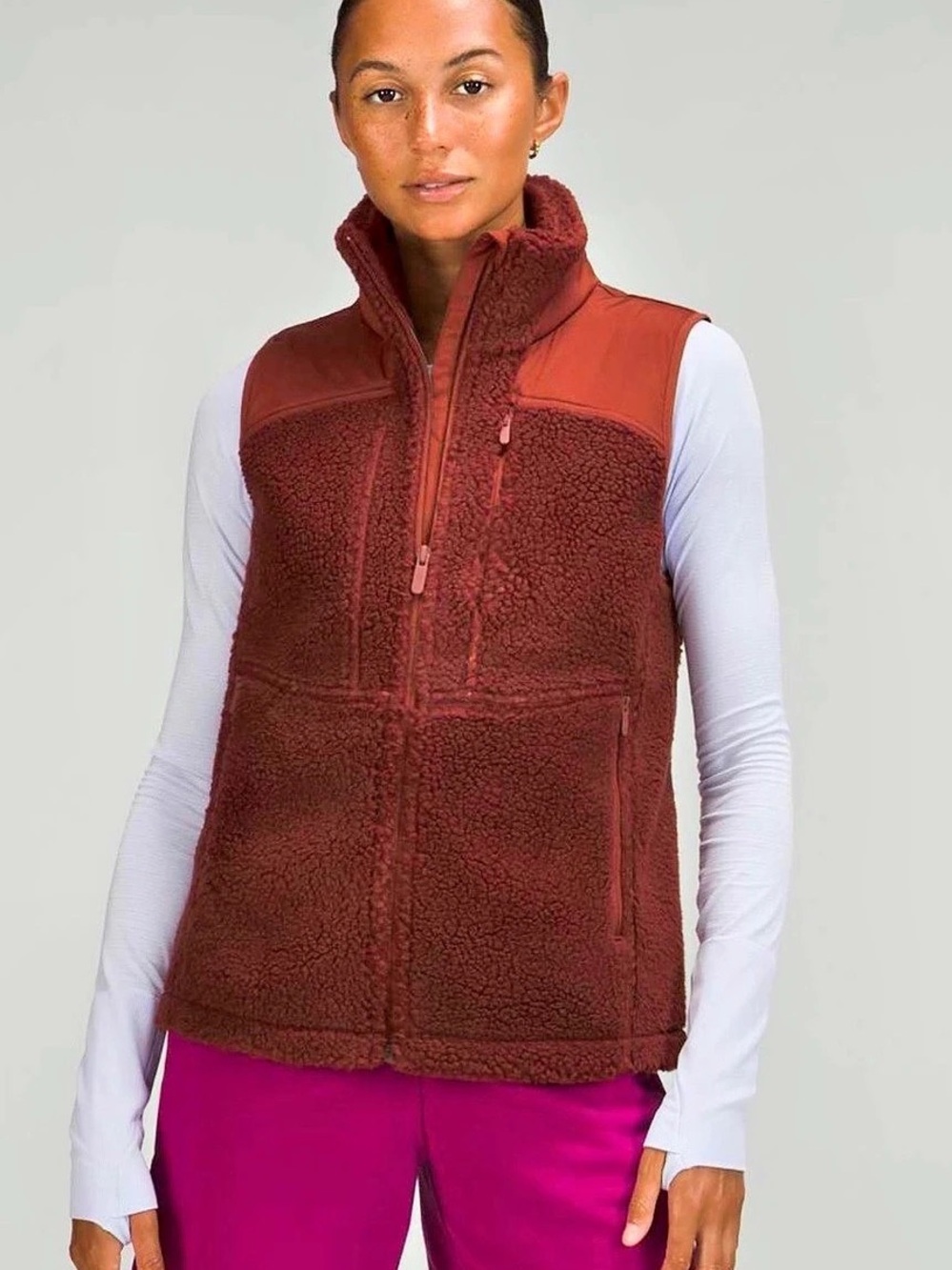 lululemon Textured Fleece Full-Zip Vest Fleece  Vest, Size 8